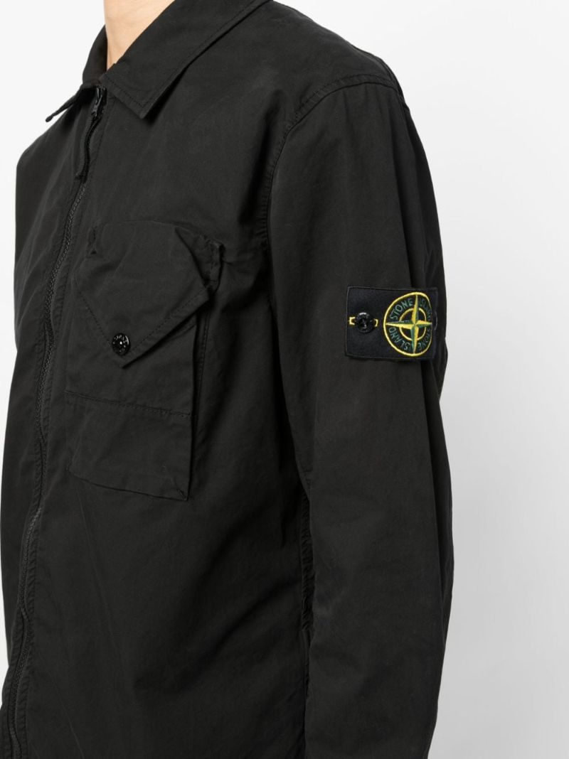 Black Cotton Shirt Jacket