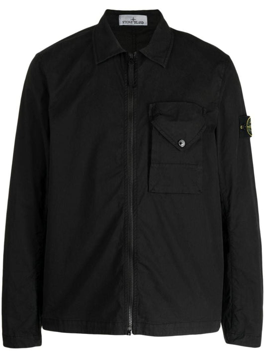 Black Cotton Shirt Jacket
