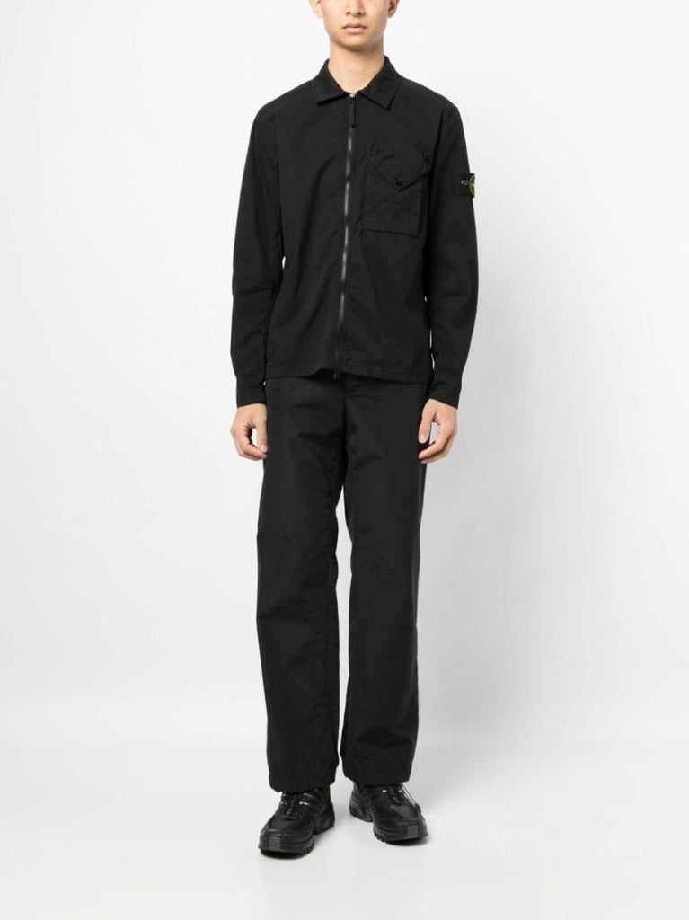 Black Cotton Shirt Jacket
