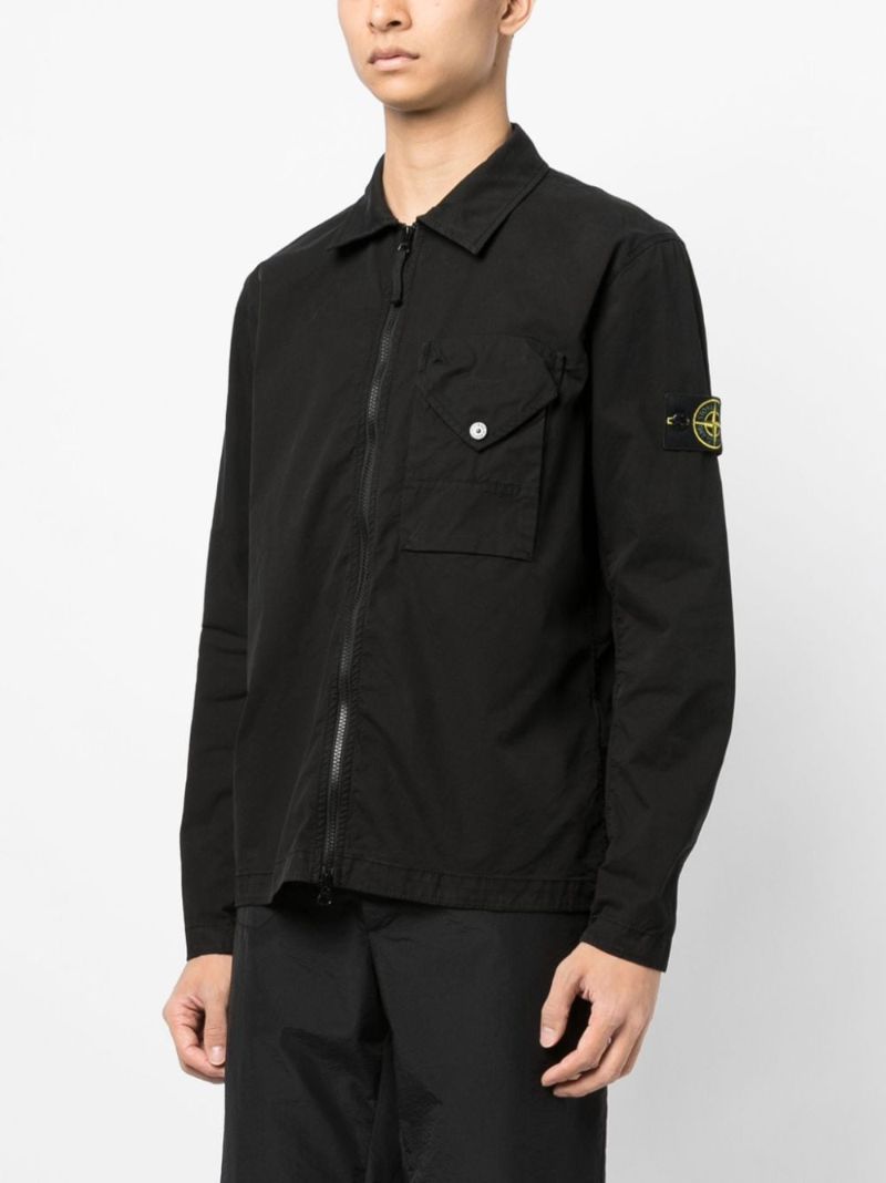 Black Cotton Shirt Jacket