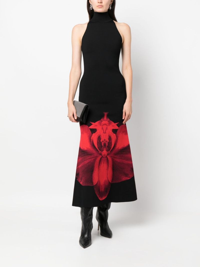 Black  Ethereal Orchid-jacquard Mini Dress