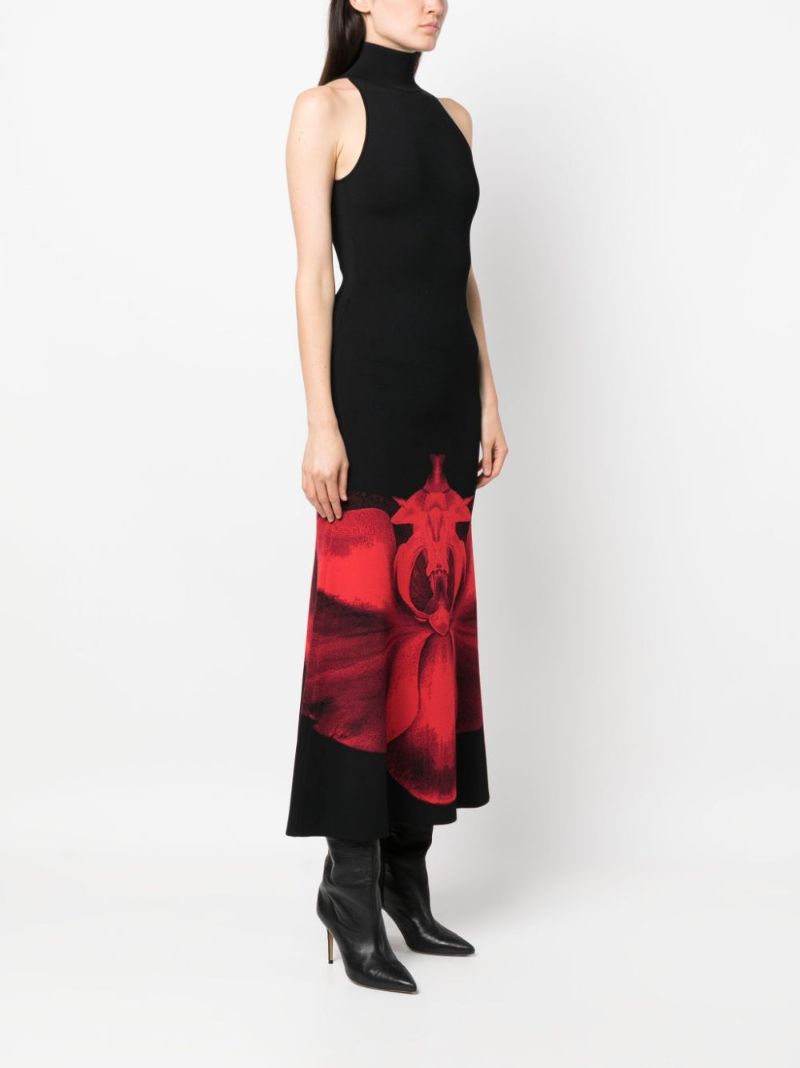 Black  Ethereal Orchid-jacquard Mini Dress