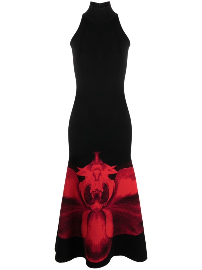 Black  Ethereal Orchid-jacquard Mini Dress