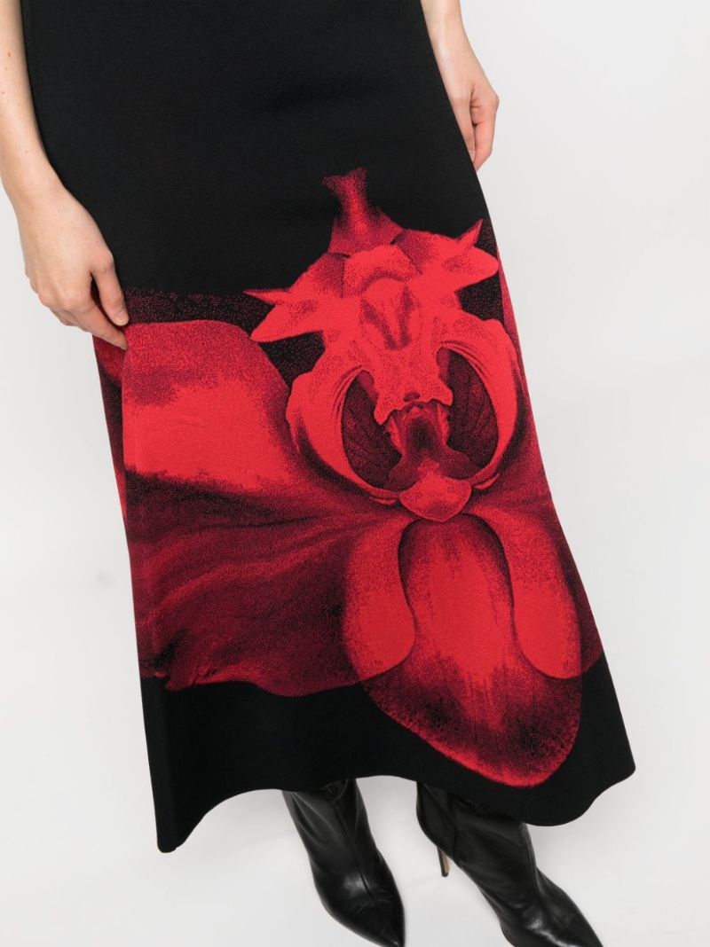 Black  Ethereal Orchid-jacquard Mini Dress