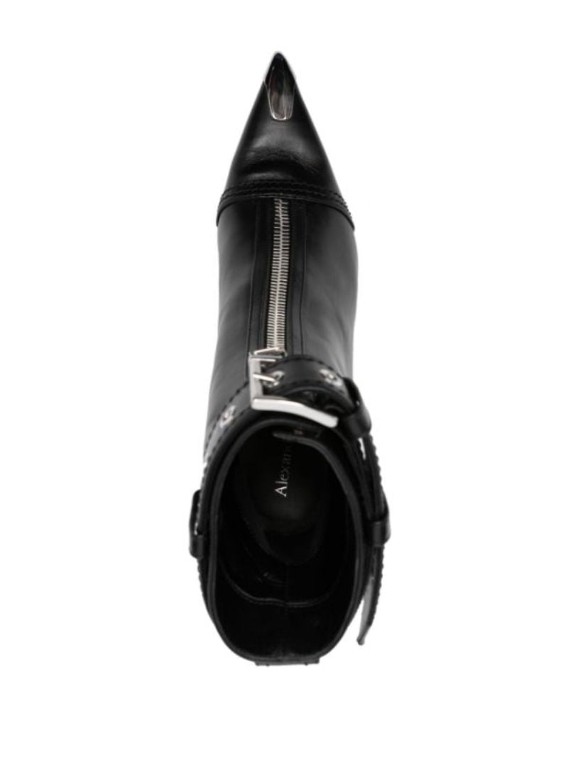Black Slash Biker 90 Leather Ankle Boots