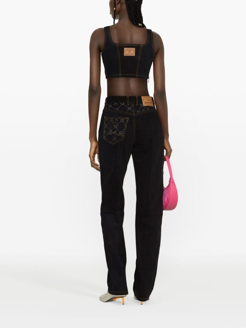 Black Regenerated Denim Bustier Top