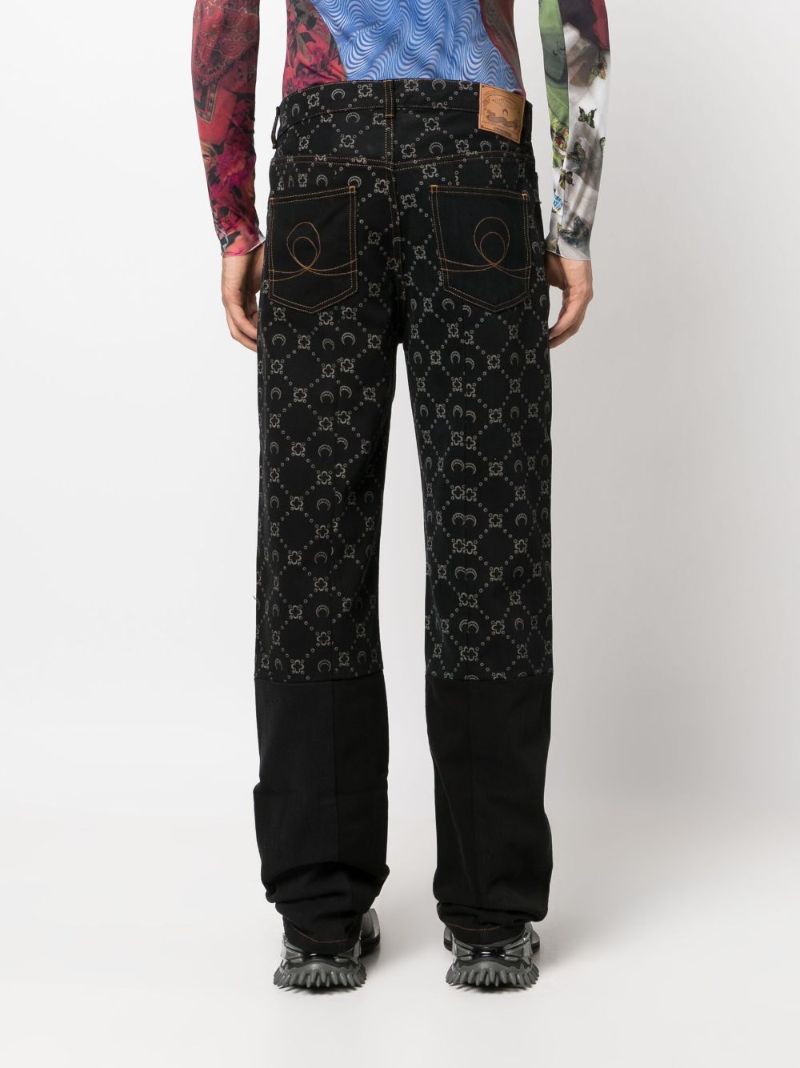 Black Regenerated Crescent Moon-print Jeans
