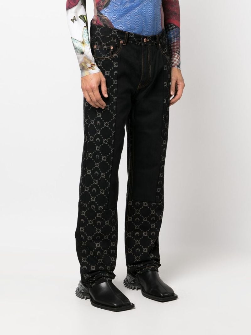 Black Regenerated Crescent Moon-print Jeans