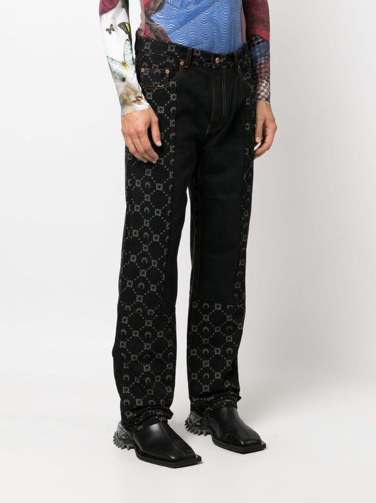 Black Regenerated Crescent Moon-print Jeans