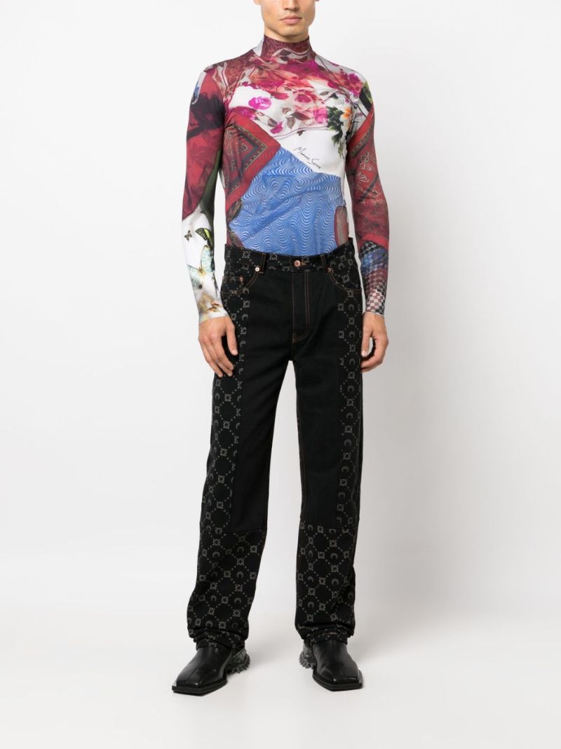 Black Regenerated Crescent Moon-print Jeans