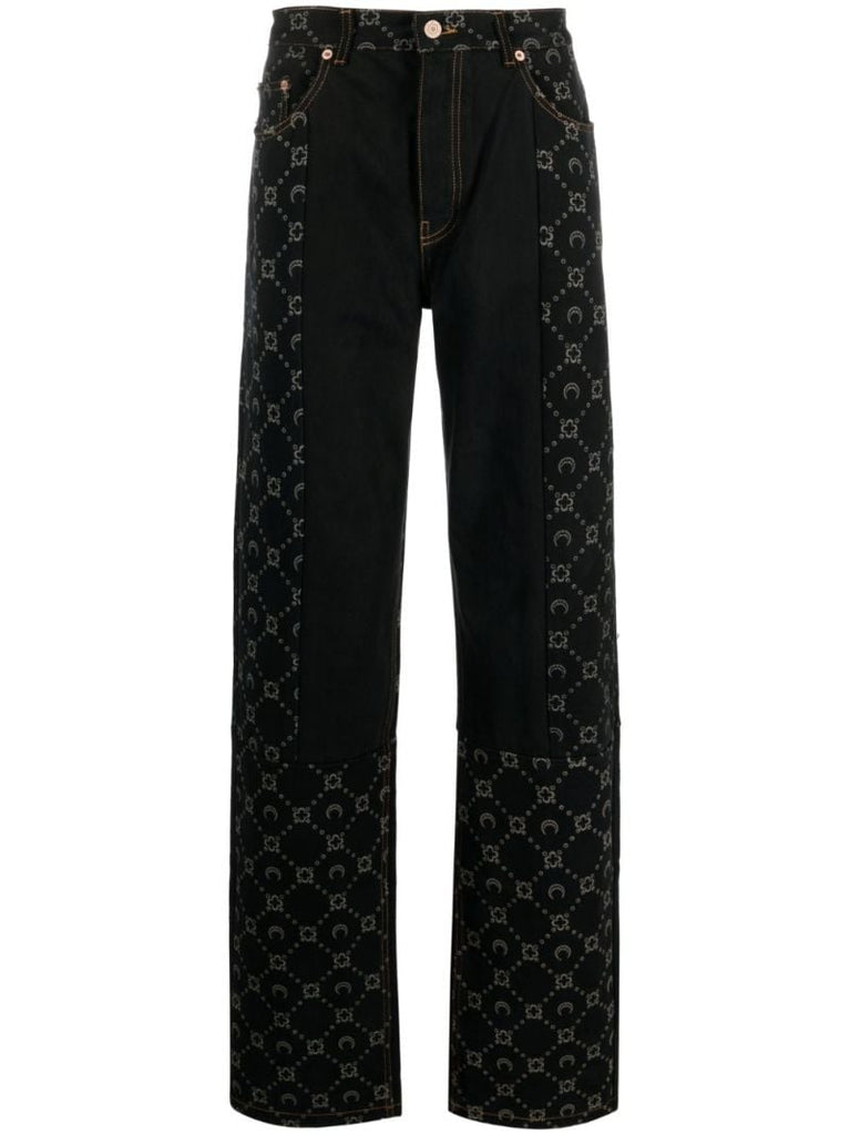 Black Regenerated Crescent Moon-print Jeans