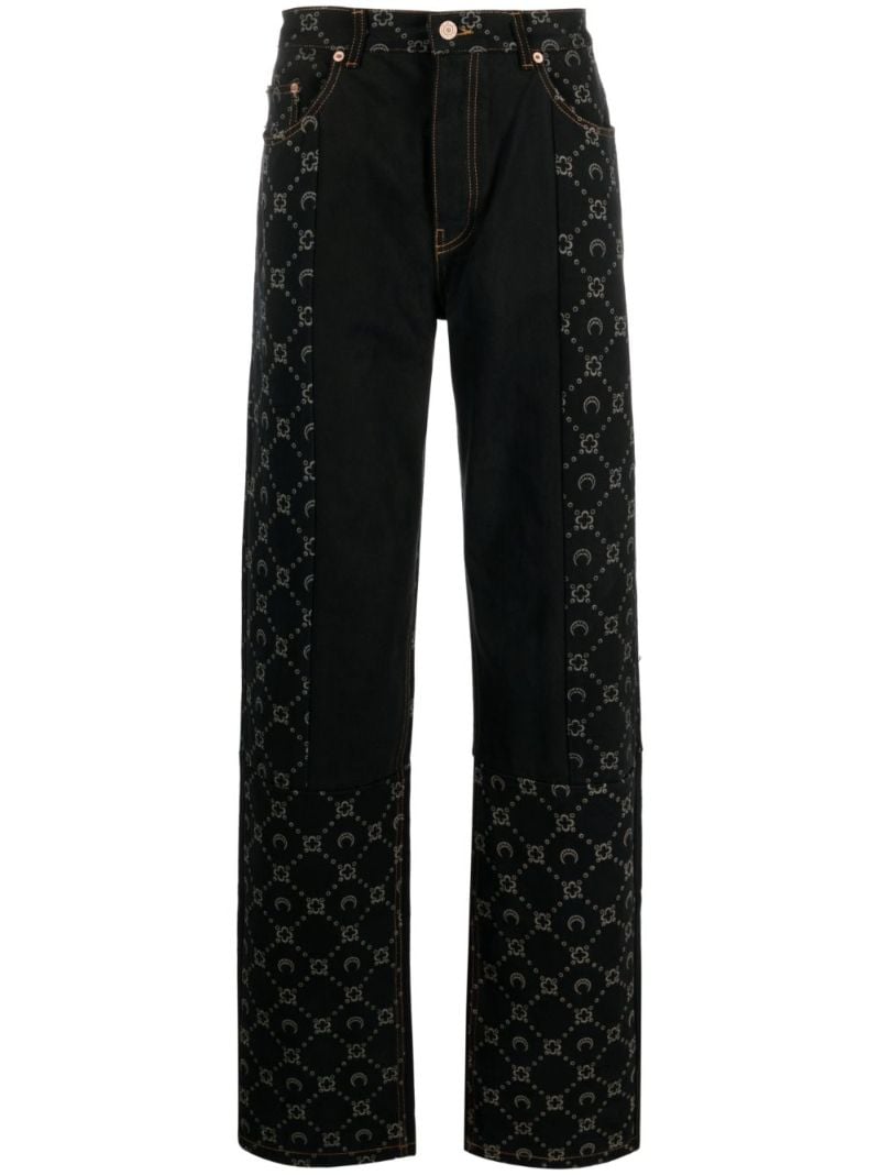 Black Regenerated Crescent Moon-print Jeans