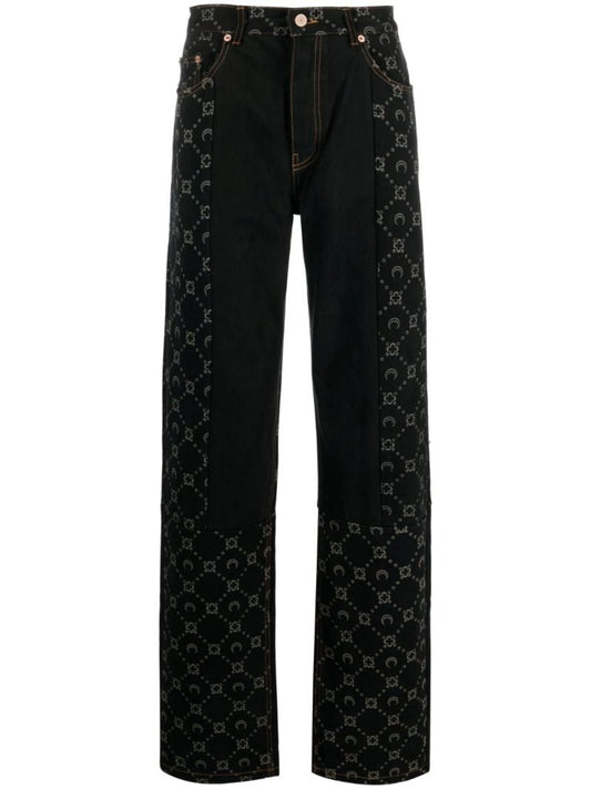 Black Regenerated Crescent Moon-print Jeans