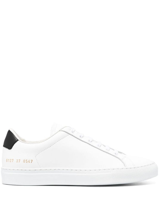 White and Black Retro Leather Sneakers