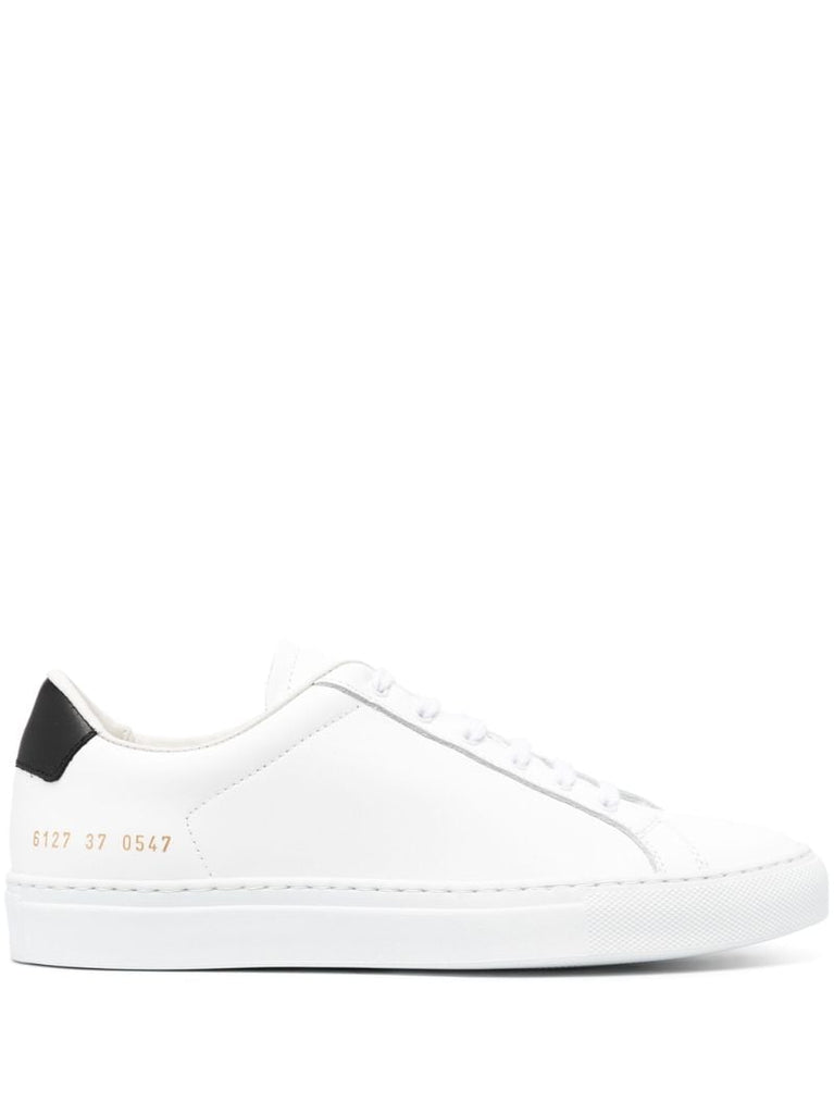 White and Black Retro Leather Sneakers