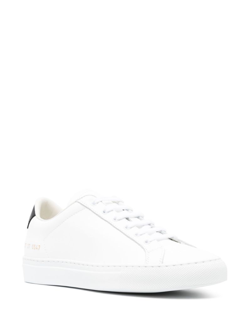 White and Black Retro Leather Sneakers