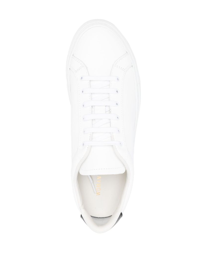White and Black Retro Leather Sneakers