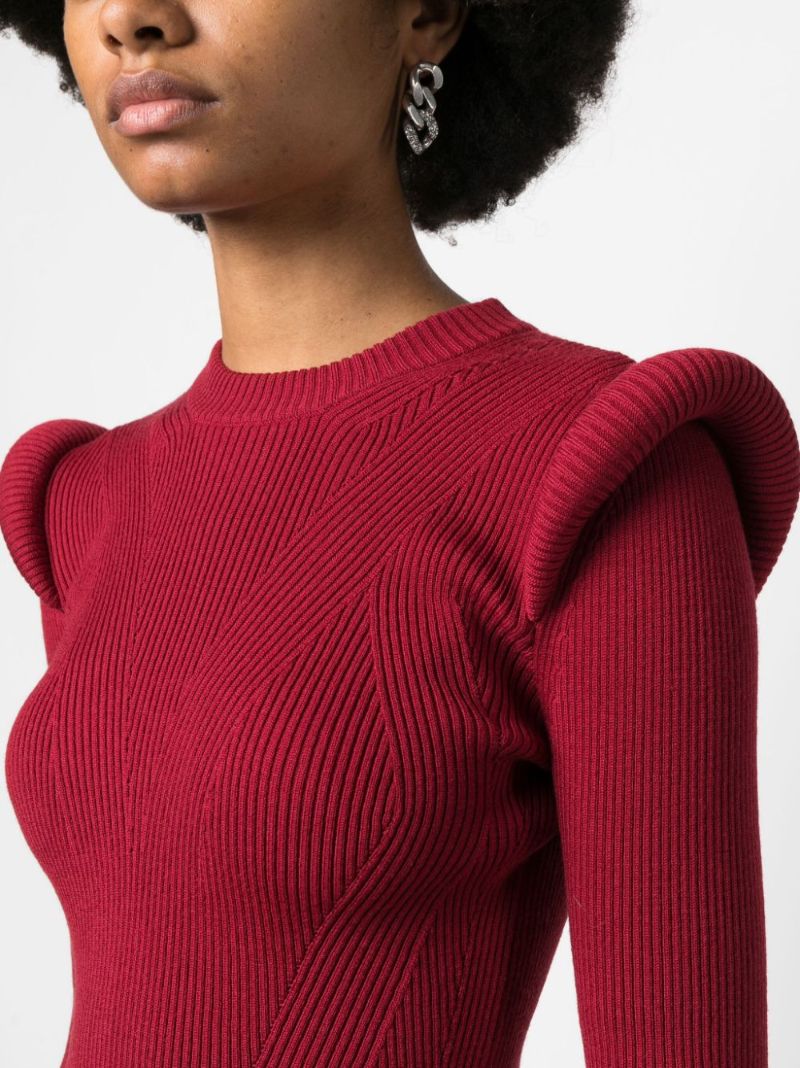 Red Peplum Wool-blend Sweater