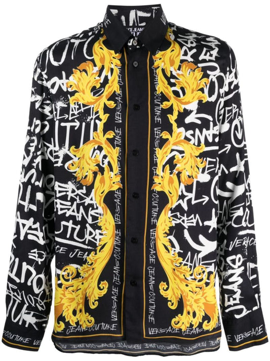 Black Graffiti Barocco-print Shirt