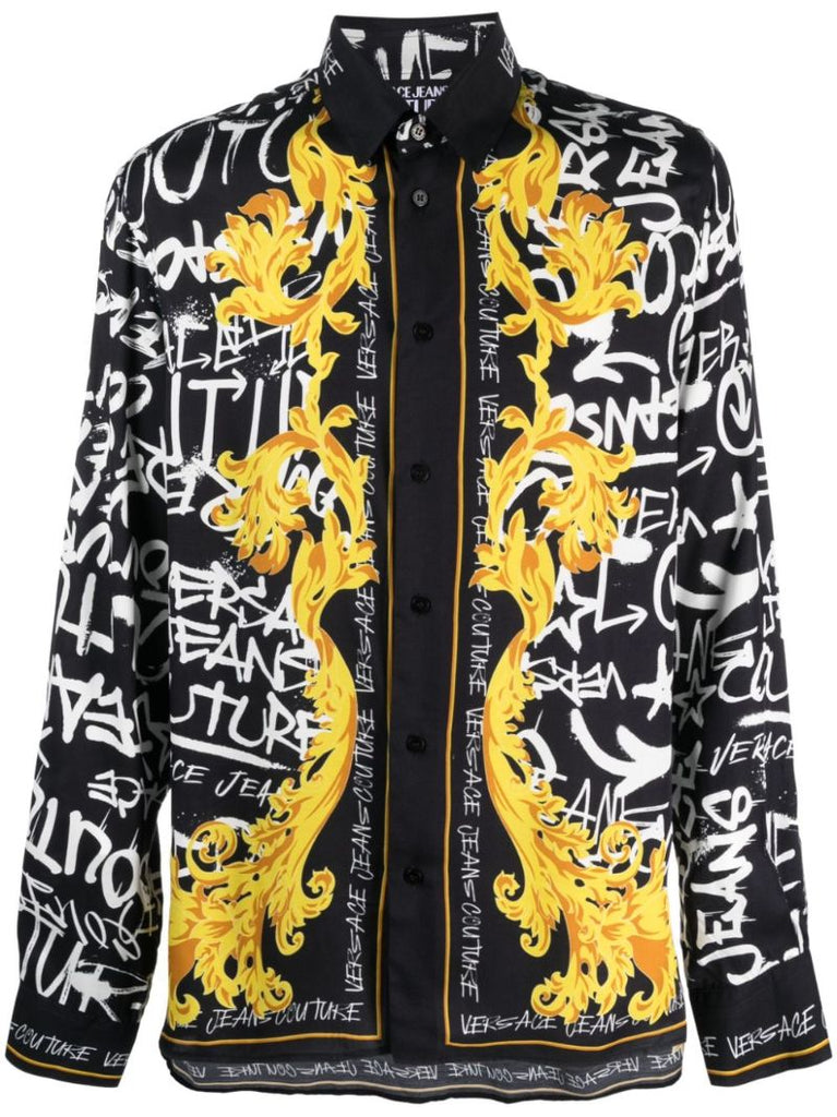 Black Graffiti Barocco-print Shirt