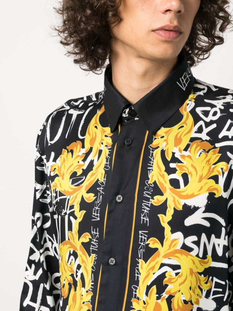 Black Graffiti Barocco-print Shirt