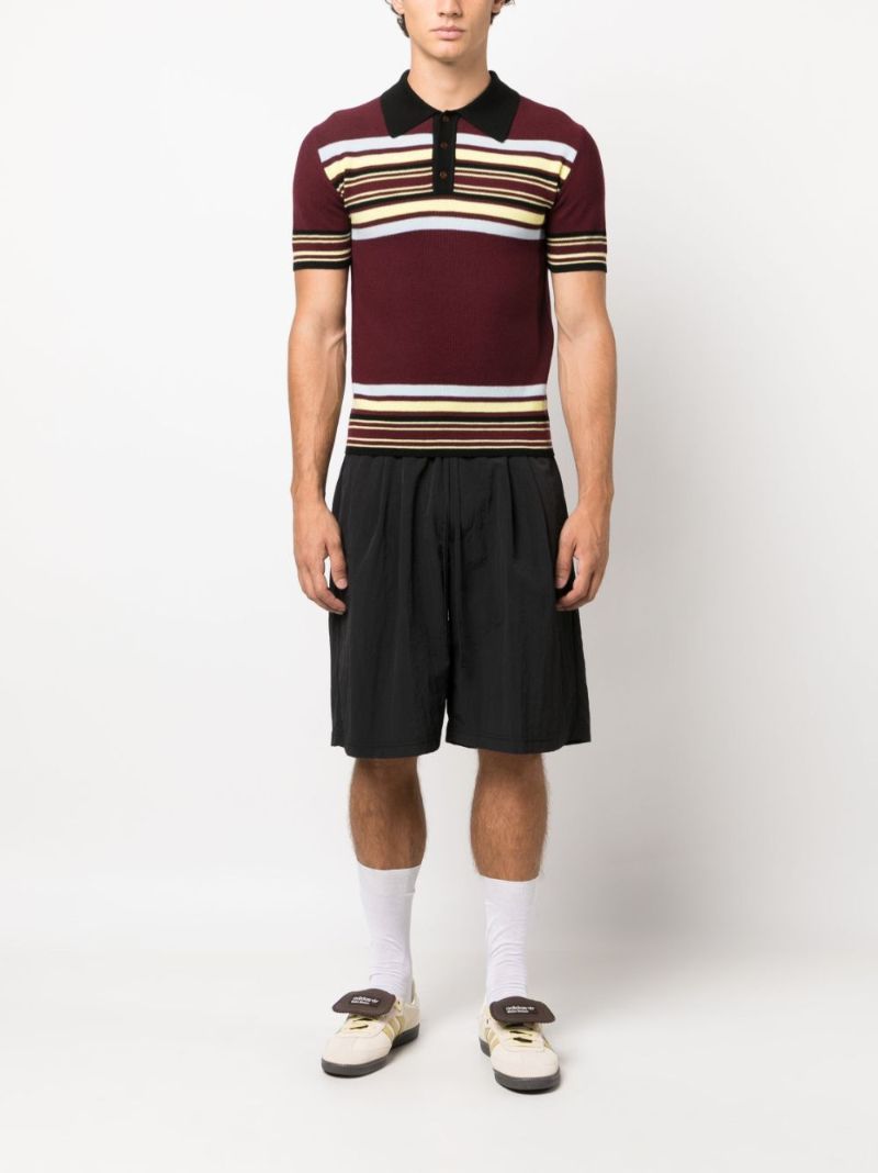 Brown Wander Stripe-pattern Wool Polo Shirt