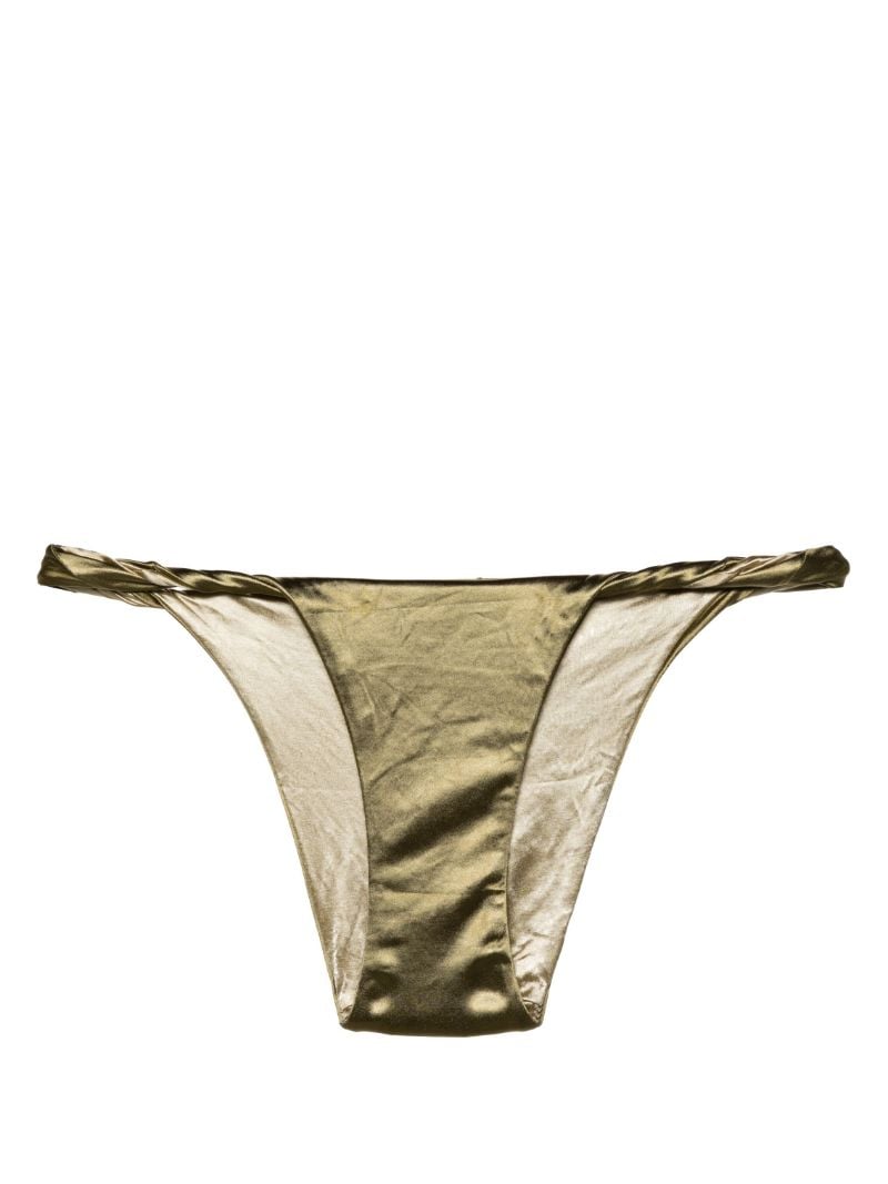 Green Twist-detailed Reversible Bikini Bottoms