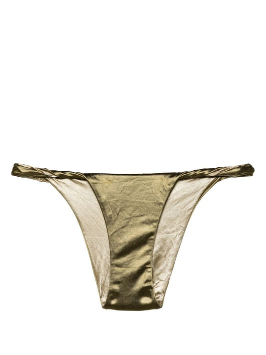 Green Twist-detailed Reversible Bikini Bottoms