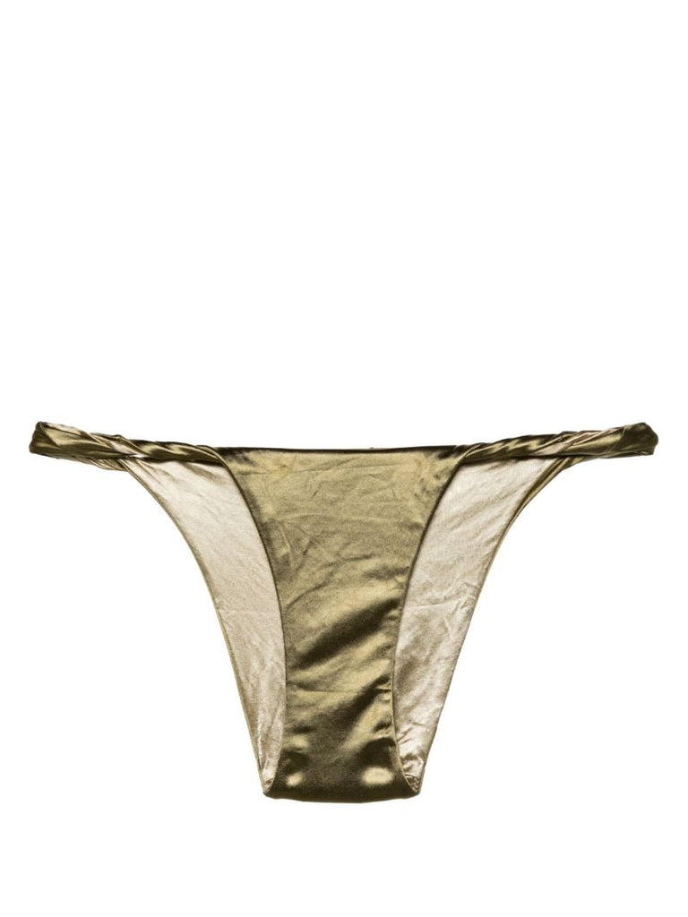 Green Twist-detailed Reversible Bikini Bottoms
