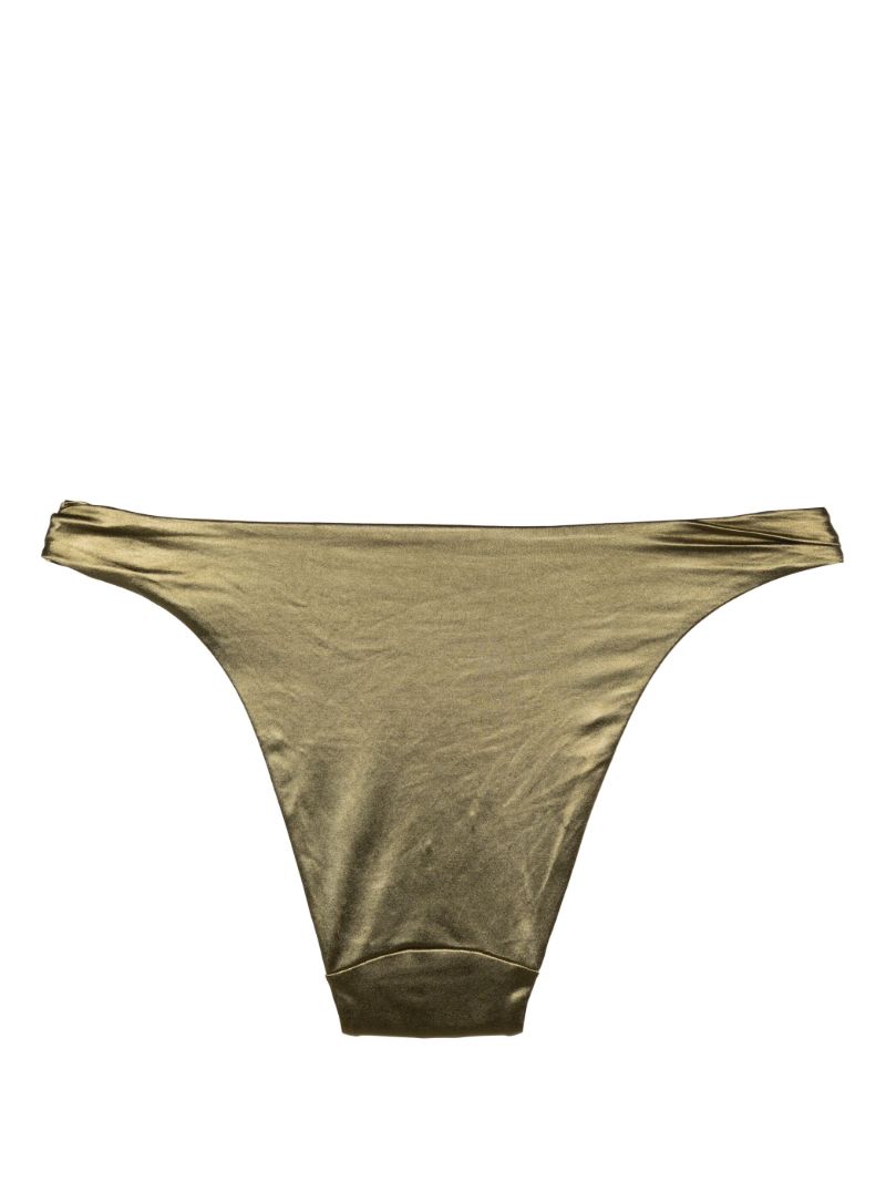 Green Twist-detailed Reversible Bikini Bottoms