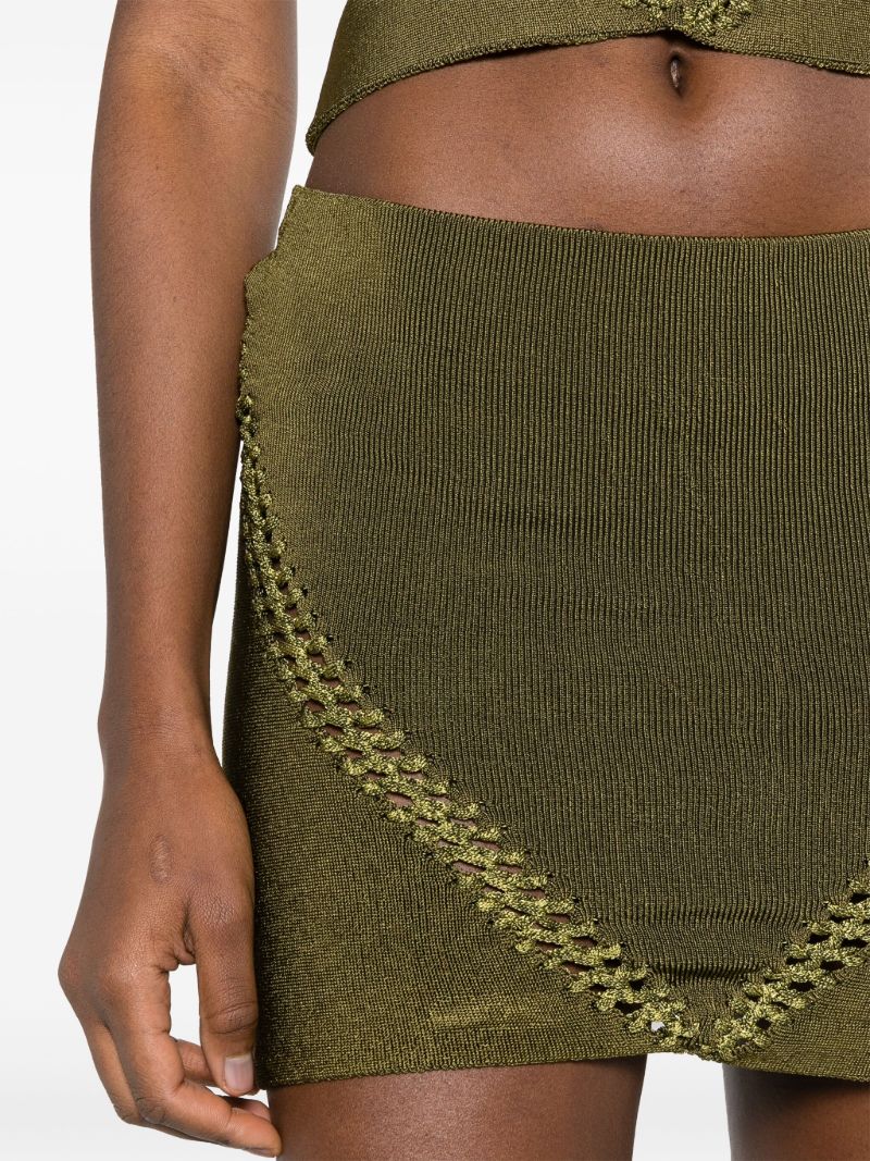 Green Braid-detail Knit Mini Skirt
