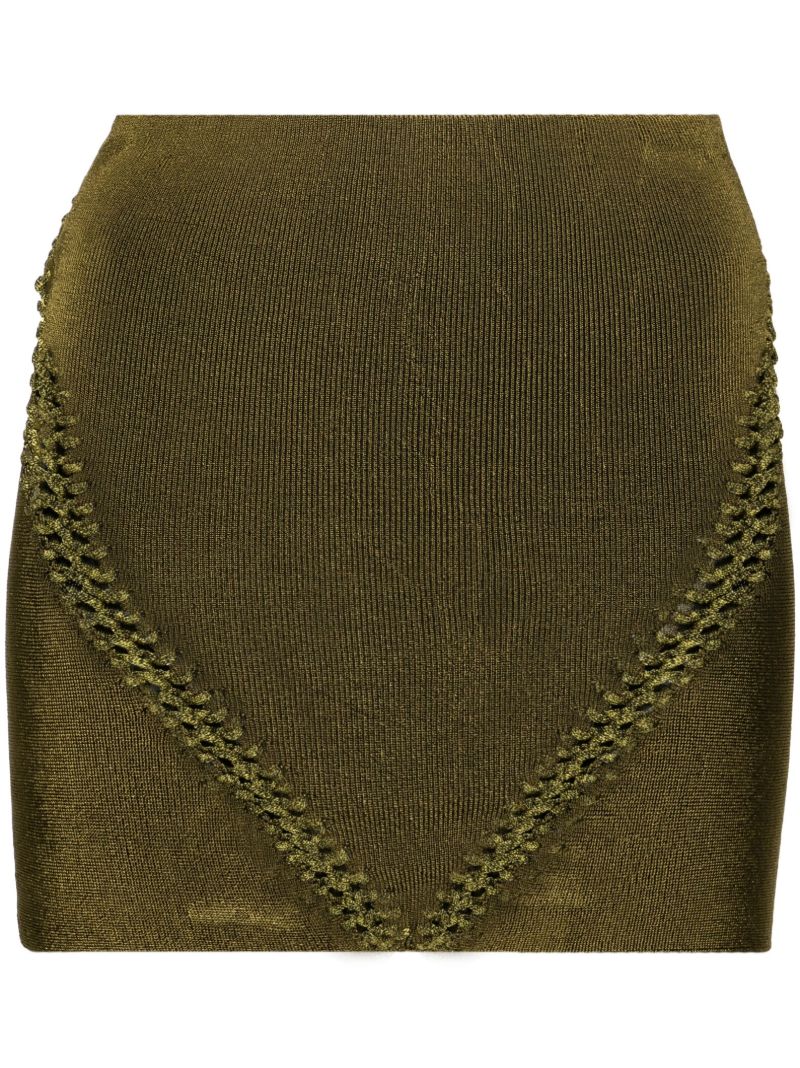 Green Braid-detail Knit Mini Skirt