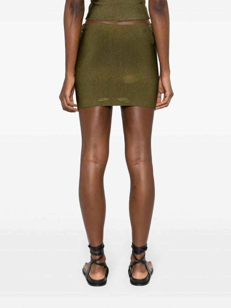 Green Braid-detail Knit Mini Skirt