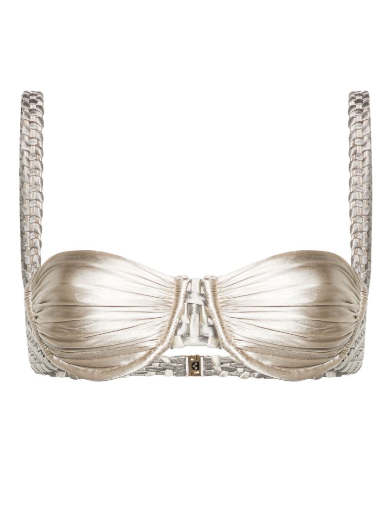 Silver Sideweave Reversible Bikini Top
