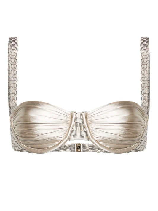 Silver Sideweave Reversible Bikini Top
