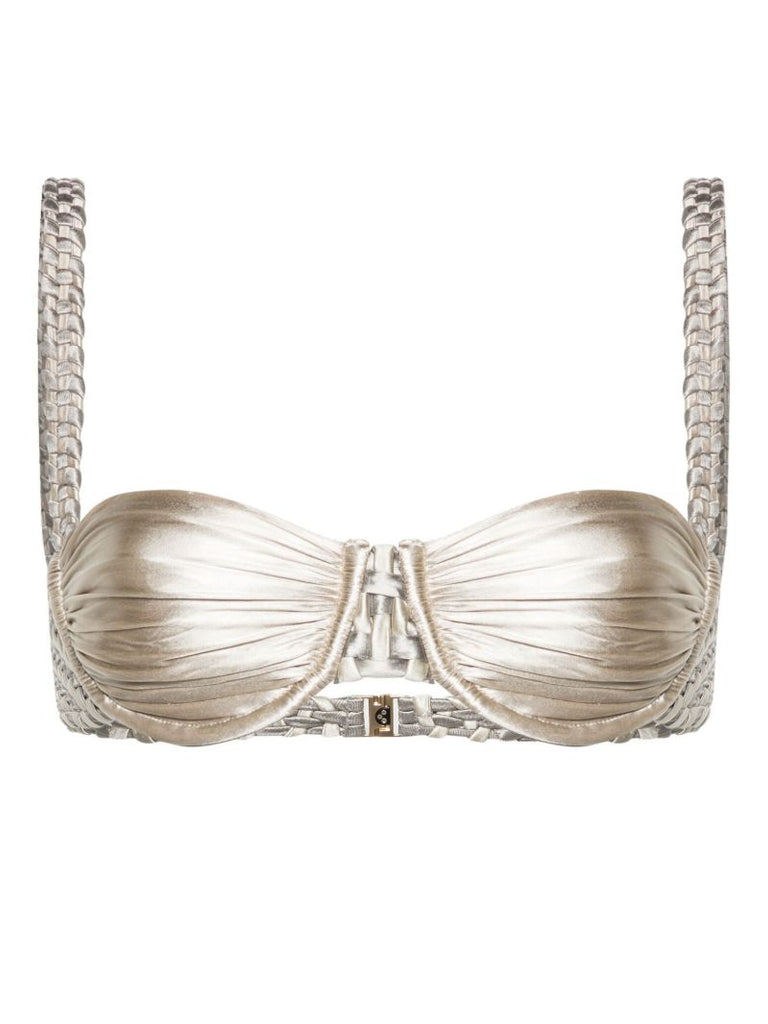 Silver Sideweave Reversible Bikini Top