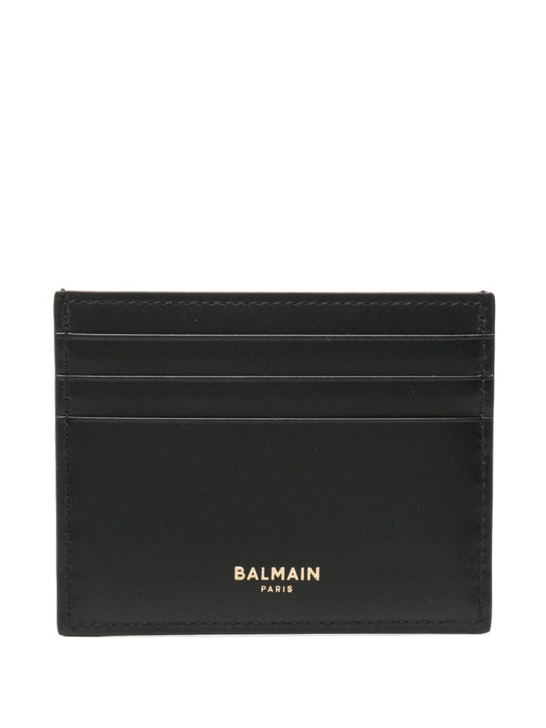 Black B Logo-plaque Leather Card Holder