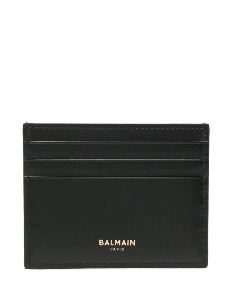 Black B Logo-plaque Leather Card Holder