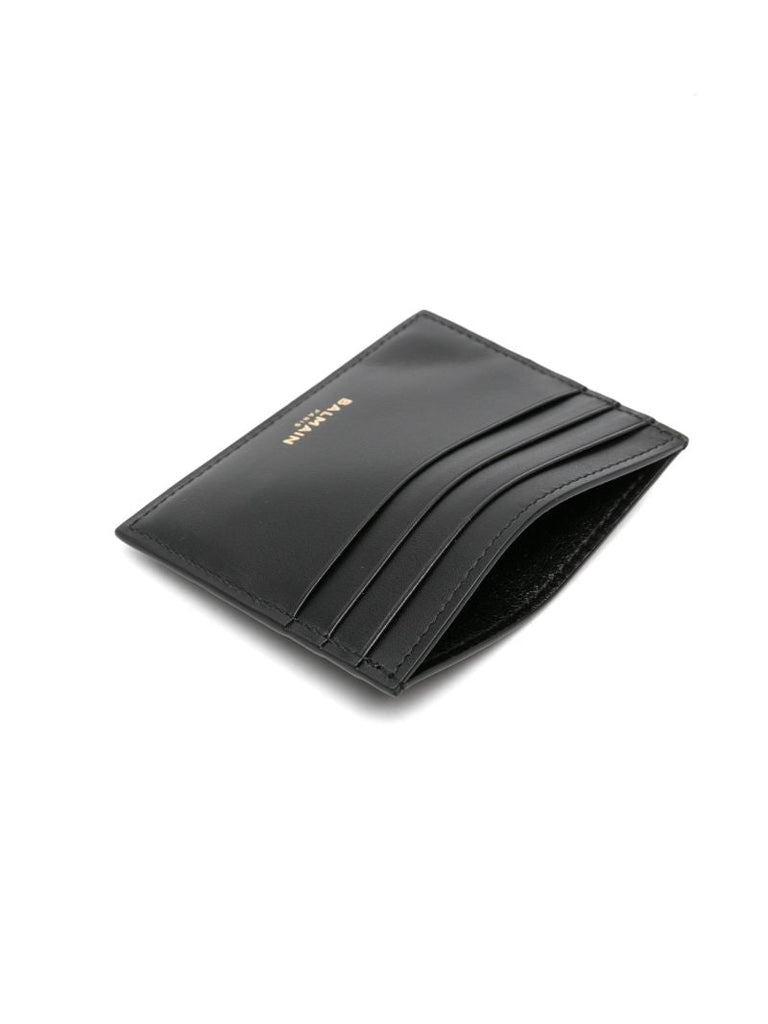 Black B Logo-plaque Leather Card Holder