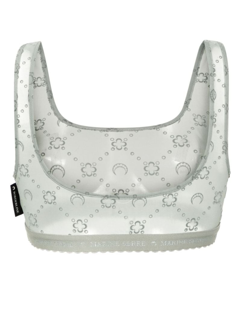 Grey Moonogram Flocked Mesh Bra