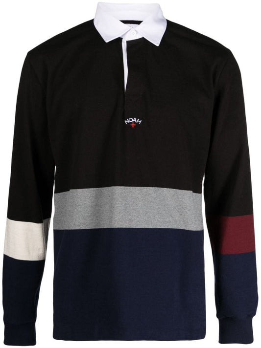 Black Mixed Rugby Cotton Polo Shirt