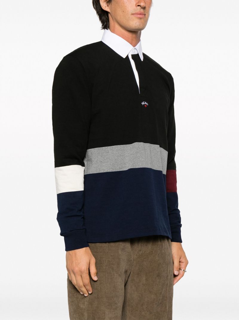 Black Mixed Rugby Cotton Polo Shirt