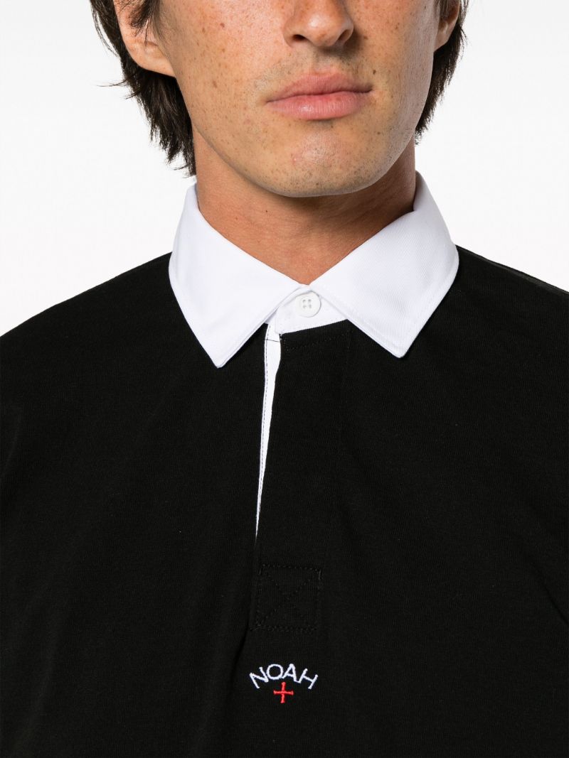Black Mixed Rugby Cotton Polo Shirt