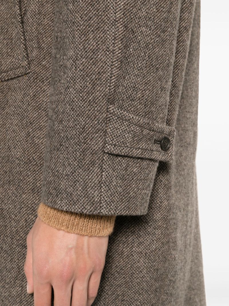 Brown Single Breasted Wool Coat