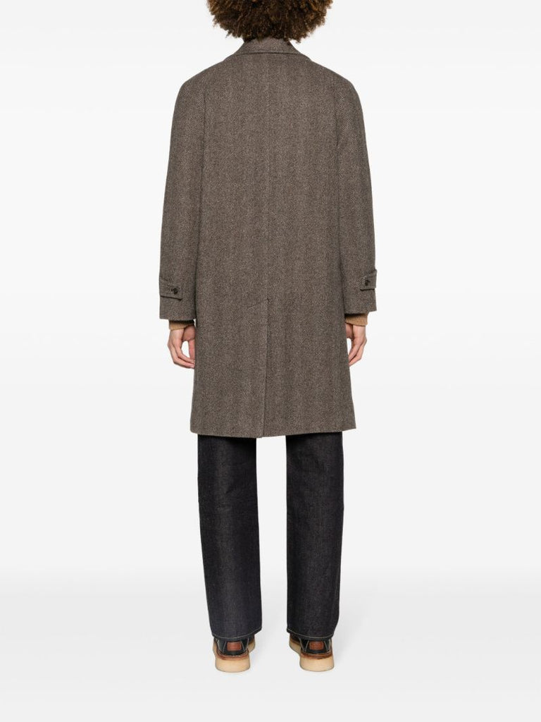 Brown Single Breasted Wool Coat
