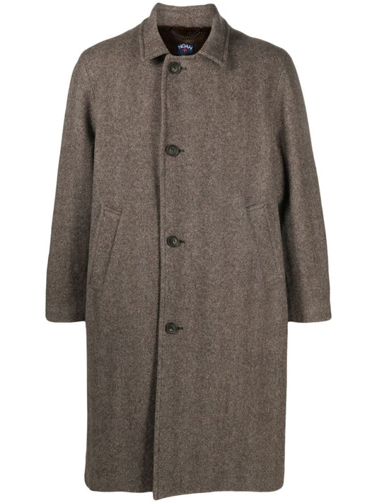 Brown Single Breasted Wool Coat