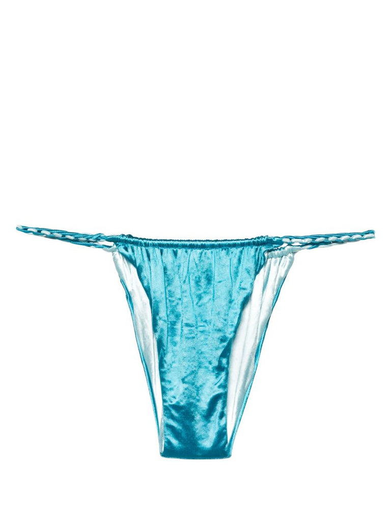 Blue Metallic Braided Bikini Bottom