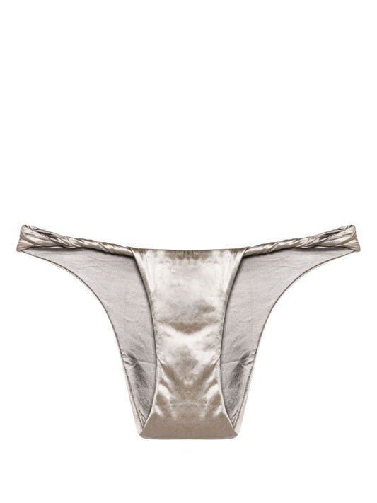 Silver Twist-detail Bikini Bottoms