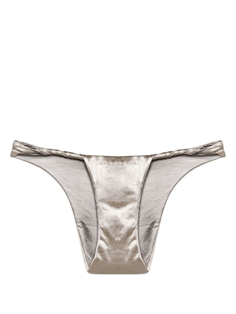 Silver Twist-detail Bikini Bottoms