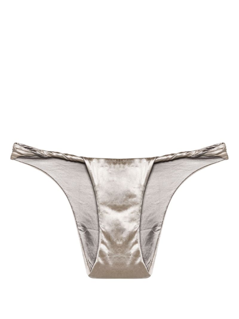 Silver Twist-detail Bikini Bottoms